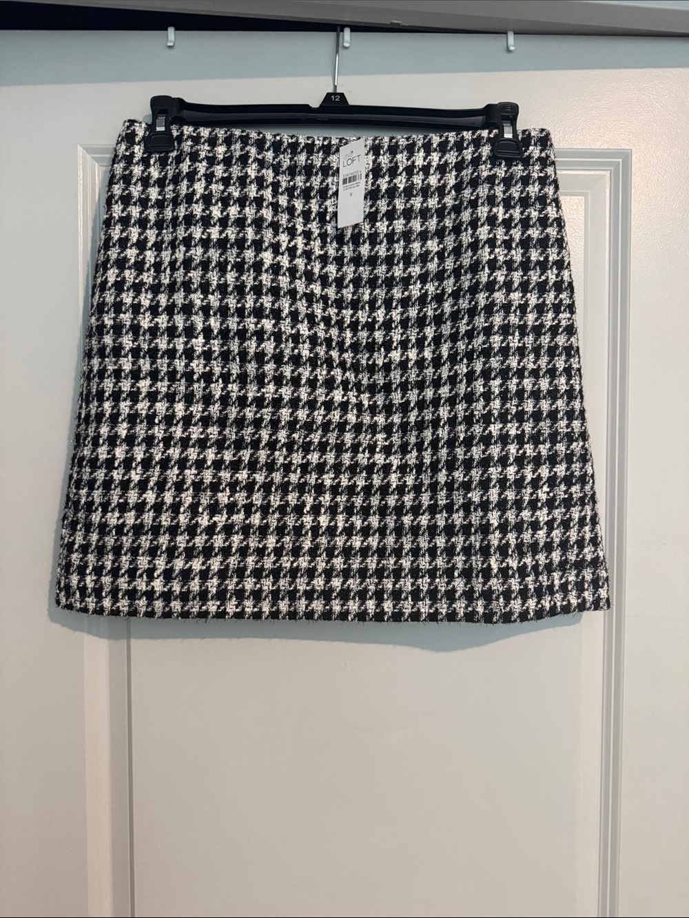LOFT Black and White Houndstooth Mini Skirt